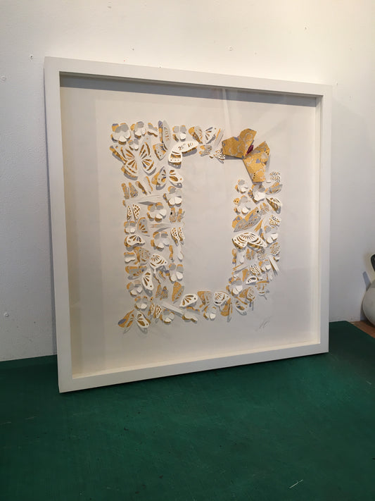 Botanical Butterfly Initial -3D Hand-Cut Paper Art