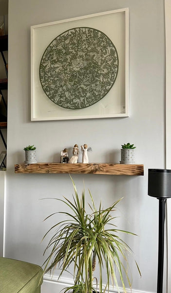 Butterfly & flower — hand - cut paper art 70 x 70 cm.