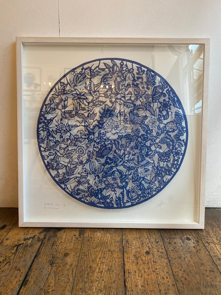 Butterfly & flower — hand - cut paper art 70 x 70 cm.