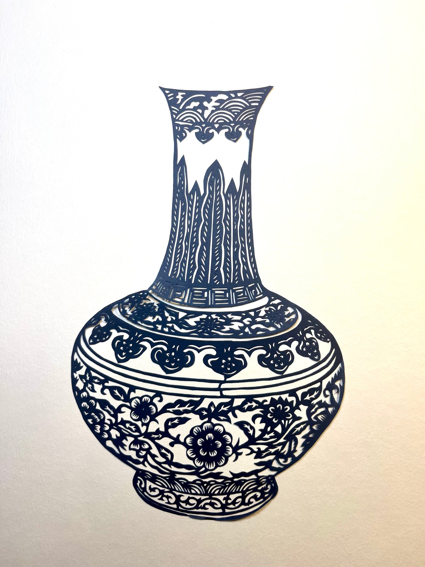 Blue & White Porcelain – Floral Vase | Original Paper Art