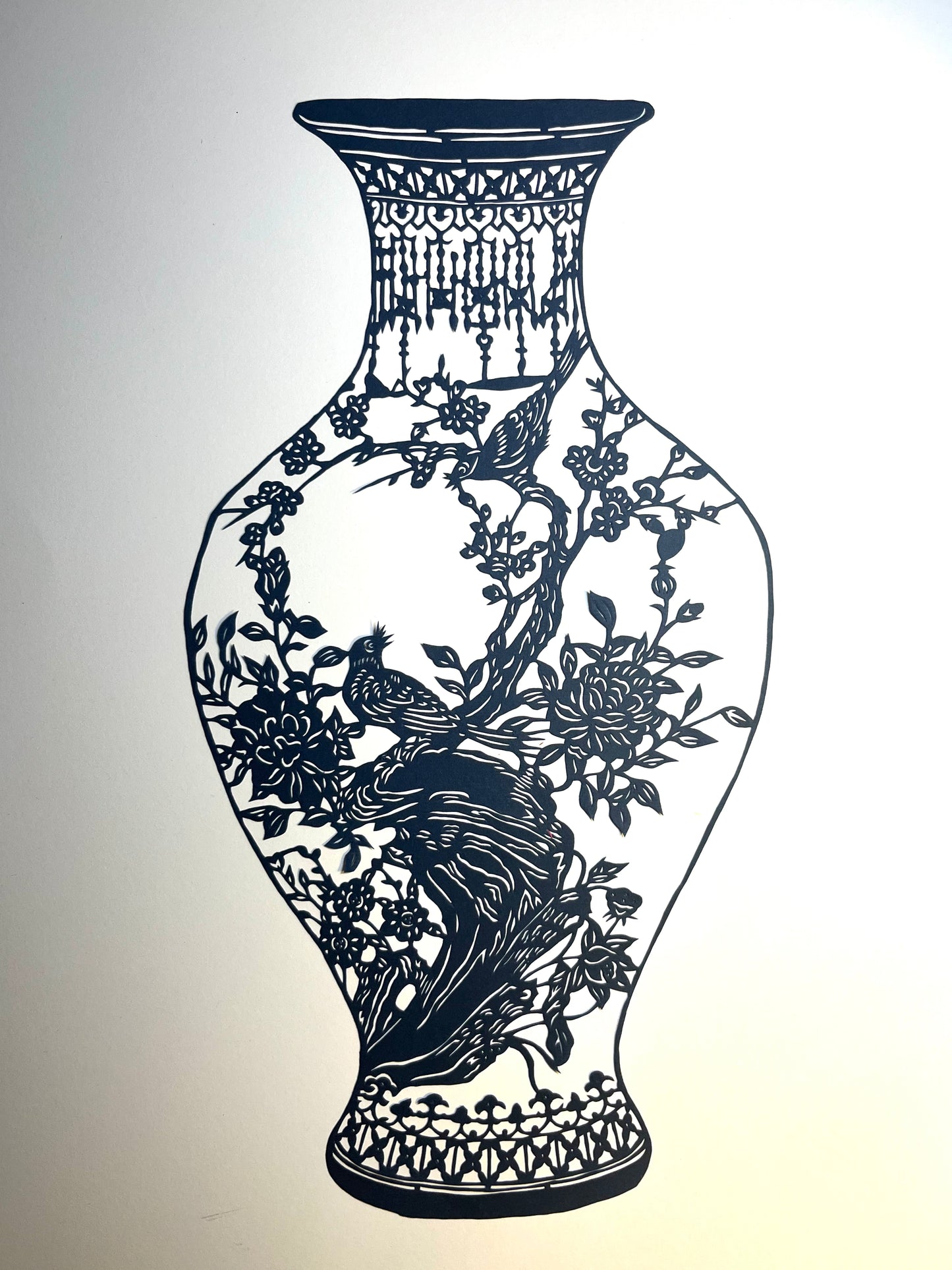 Porcelain – Bird & Blossom I | Original Hand-Cut Paper Art