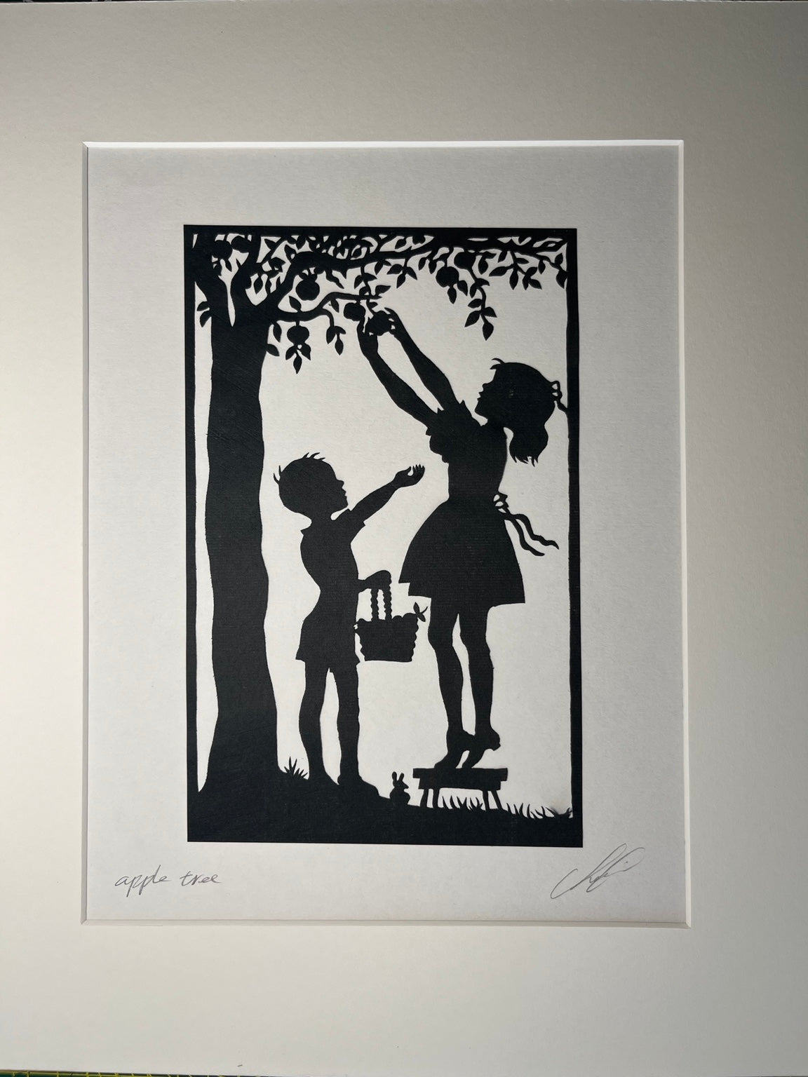 Childhood – Children Under the Tree | Original Hand-Cut Paper Artwork