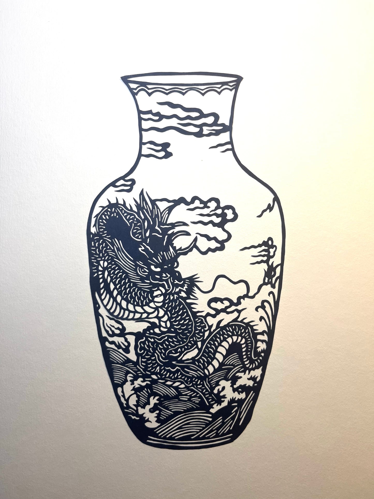 Blue & White Porcelain – Dragon Vase II | Original Paper Art