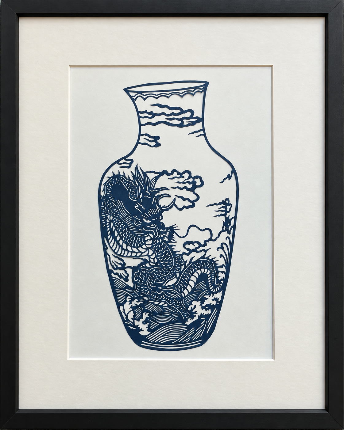 Blue & White Porcelain – Dragon Vase II | Original Paper Art