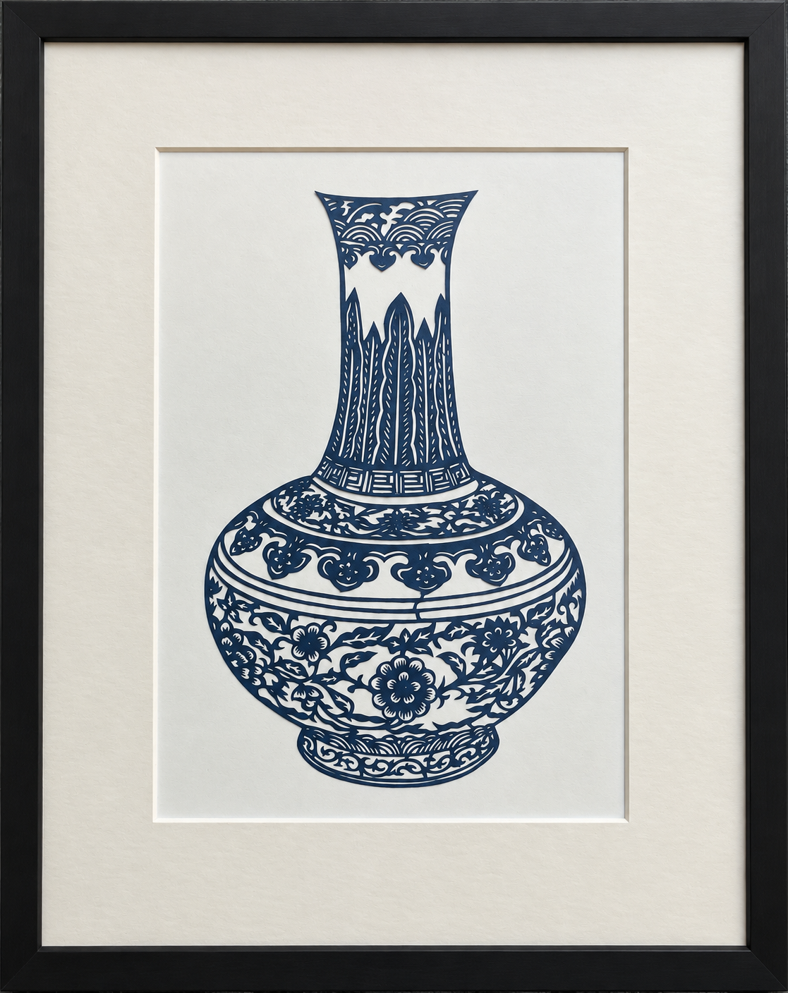 Blue & White Porcelain – Floral Vase | Original Paper Art