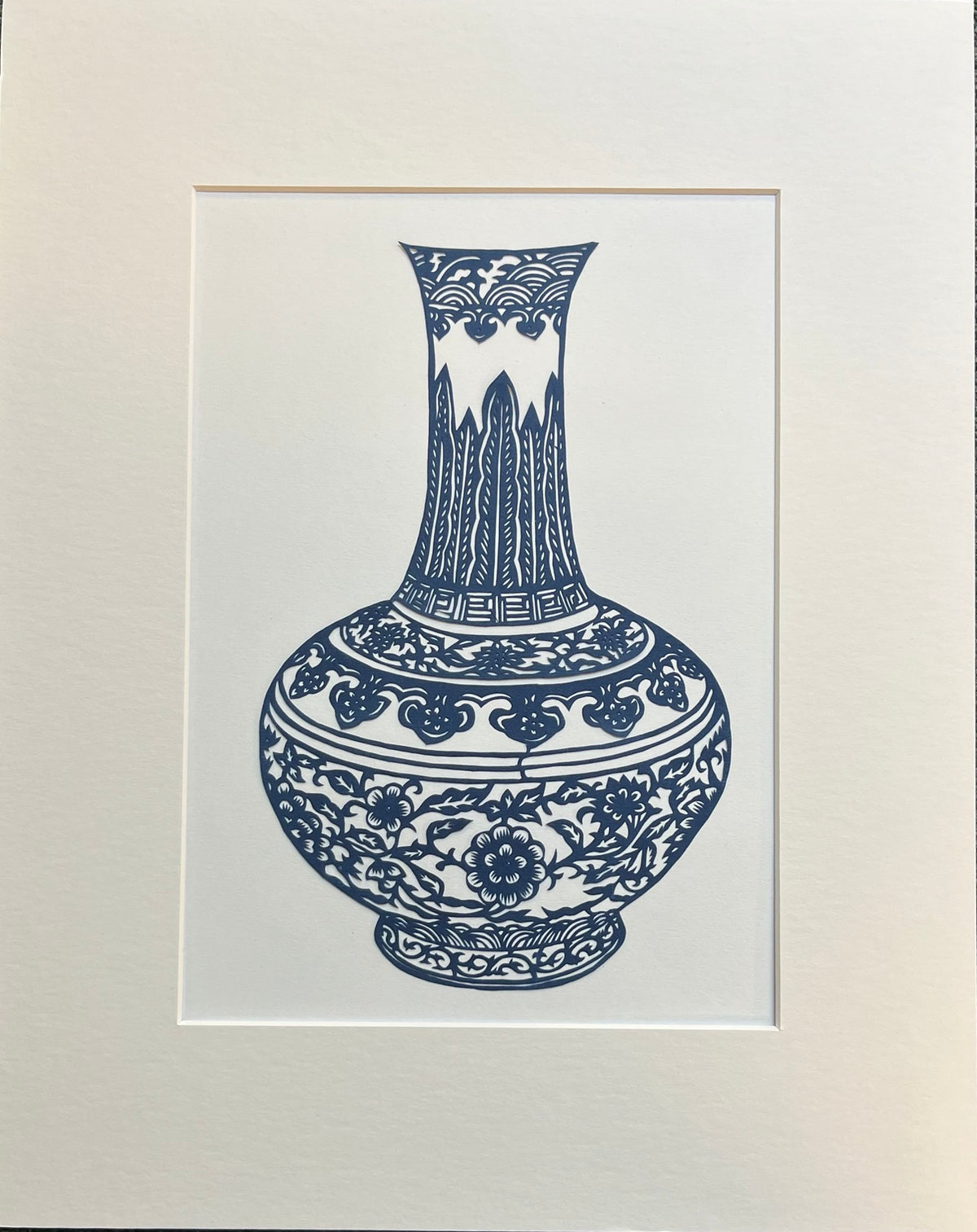 Blue & White Porcelain – Floral Vase | Original Paper Art