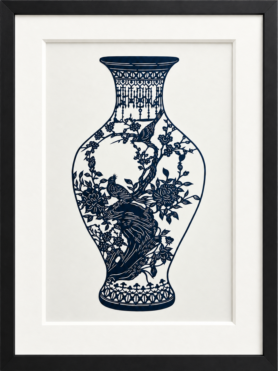 Porcelain – Bird & Blossom I | Original Hand-Cut Paper Art