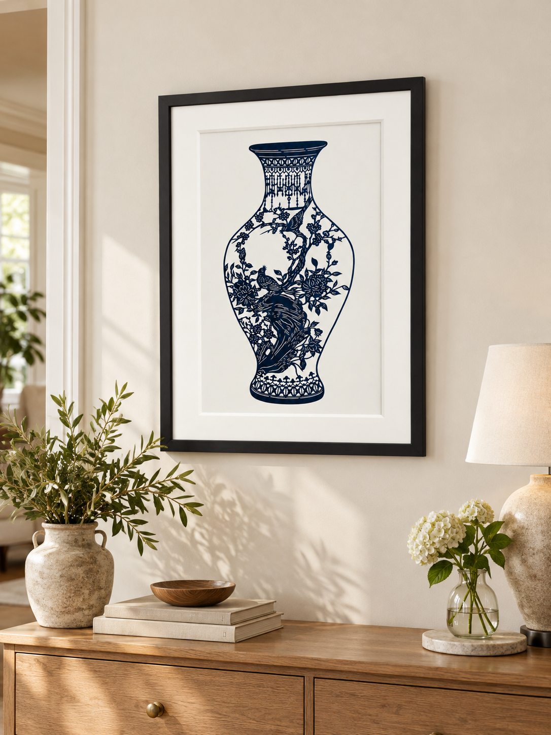 Porcelain – Bird & Blossom I | Original Hand-Cut Paper Art