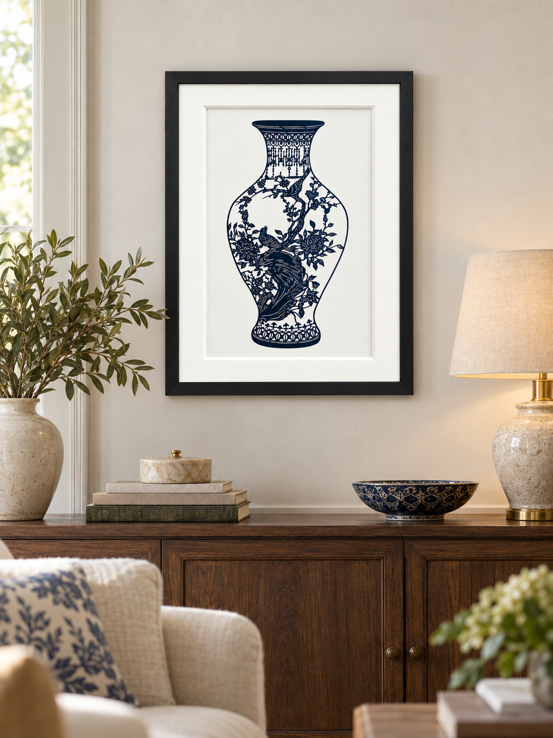 Porcelain – Bird & Blossom I | Original Hand-Cut Paper Art