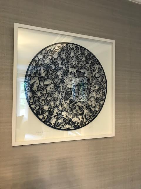 Butterfly & flower — hand - cut paper art 70 x 70 cm.