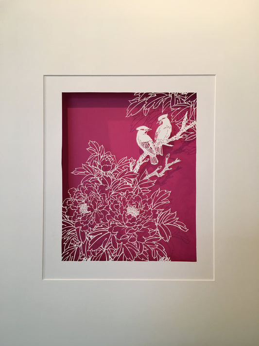 Peony & waxwing