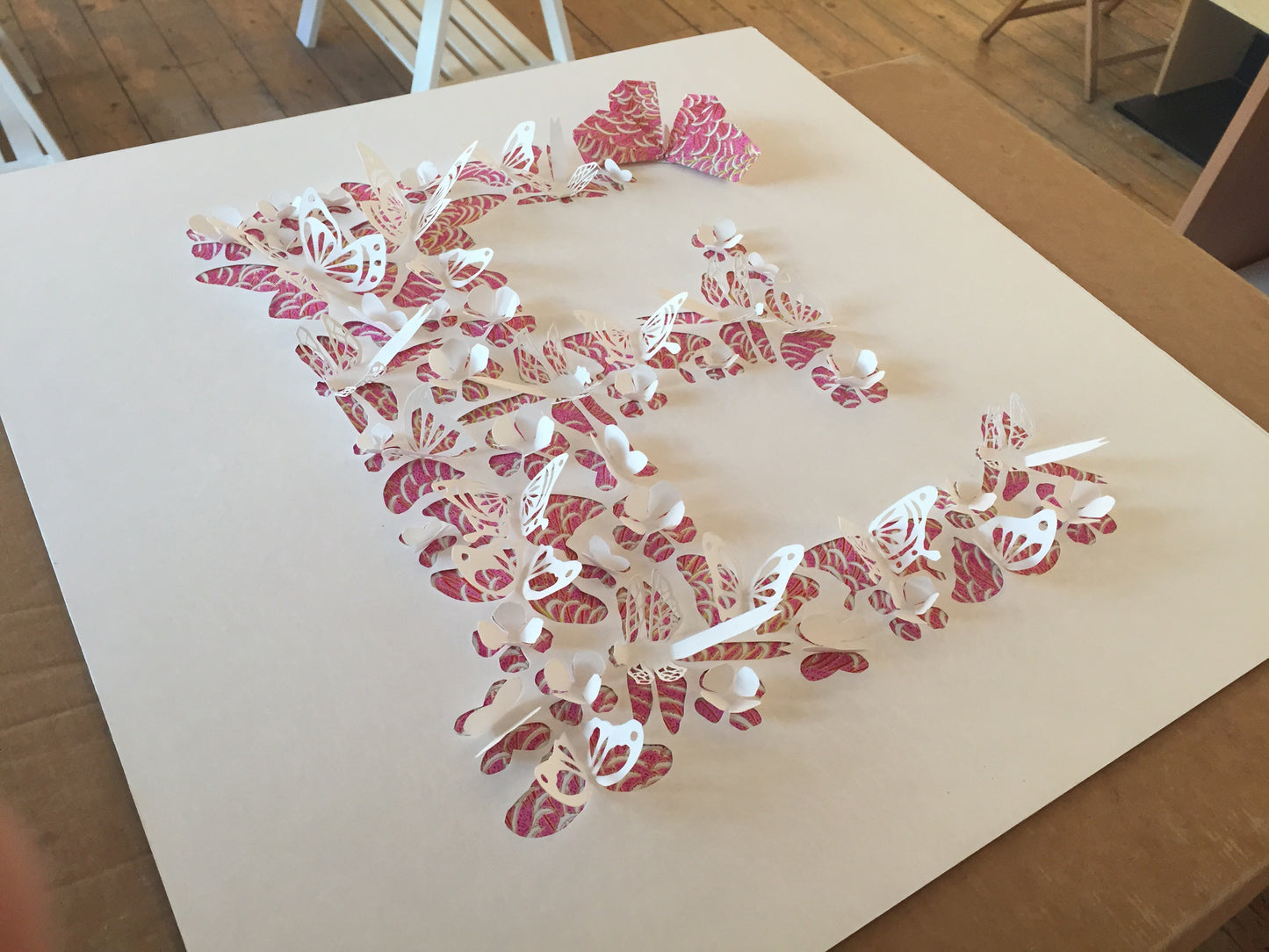 Botanical Butterfly Initial -3D Hand-Cut Paper Art
