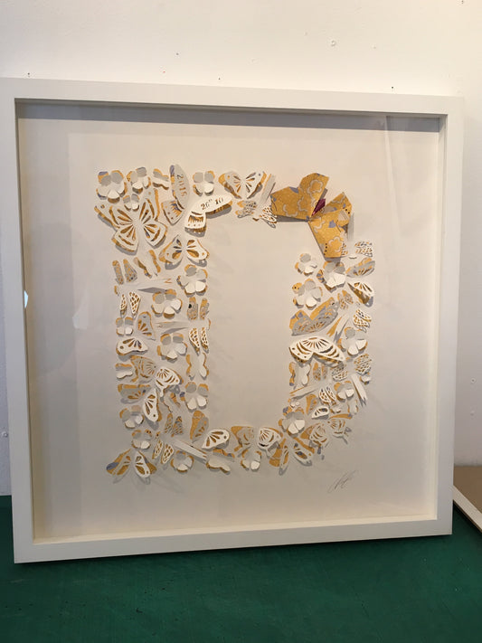 Botanical Butterfly Initial -3D Hand-Cut Paper Art