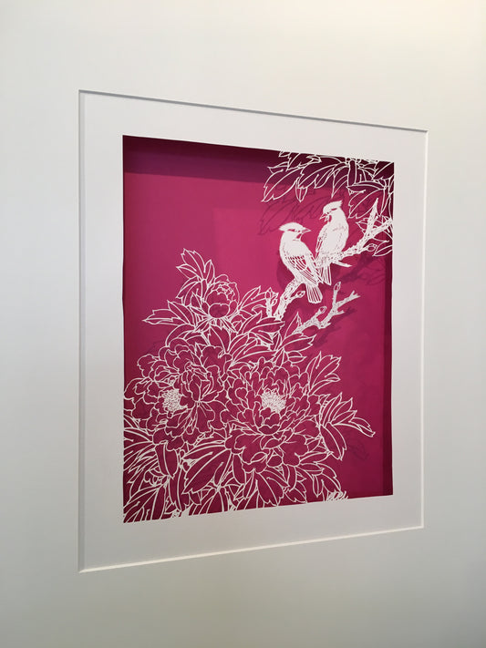 Peony & waxwing
